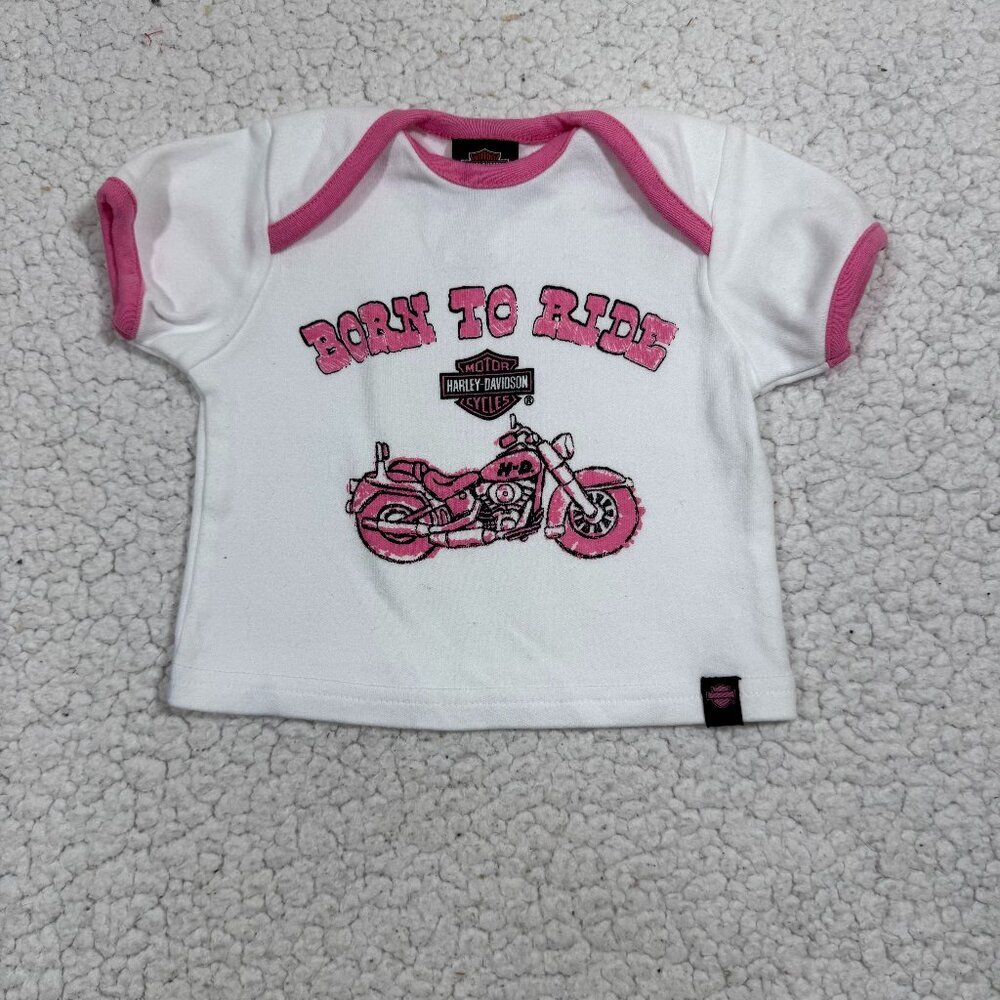 Harley-Davidson Baby Girls 3/6 Months T Shirt Motorcycle Born To Ride Pink